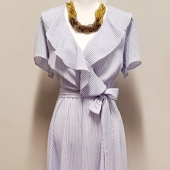 [DN Designs] Plus Ruffle Stripe Dress - Picture 5 of 11